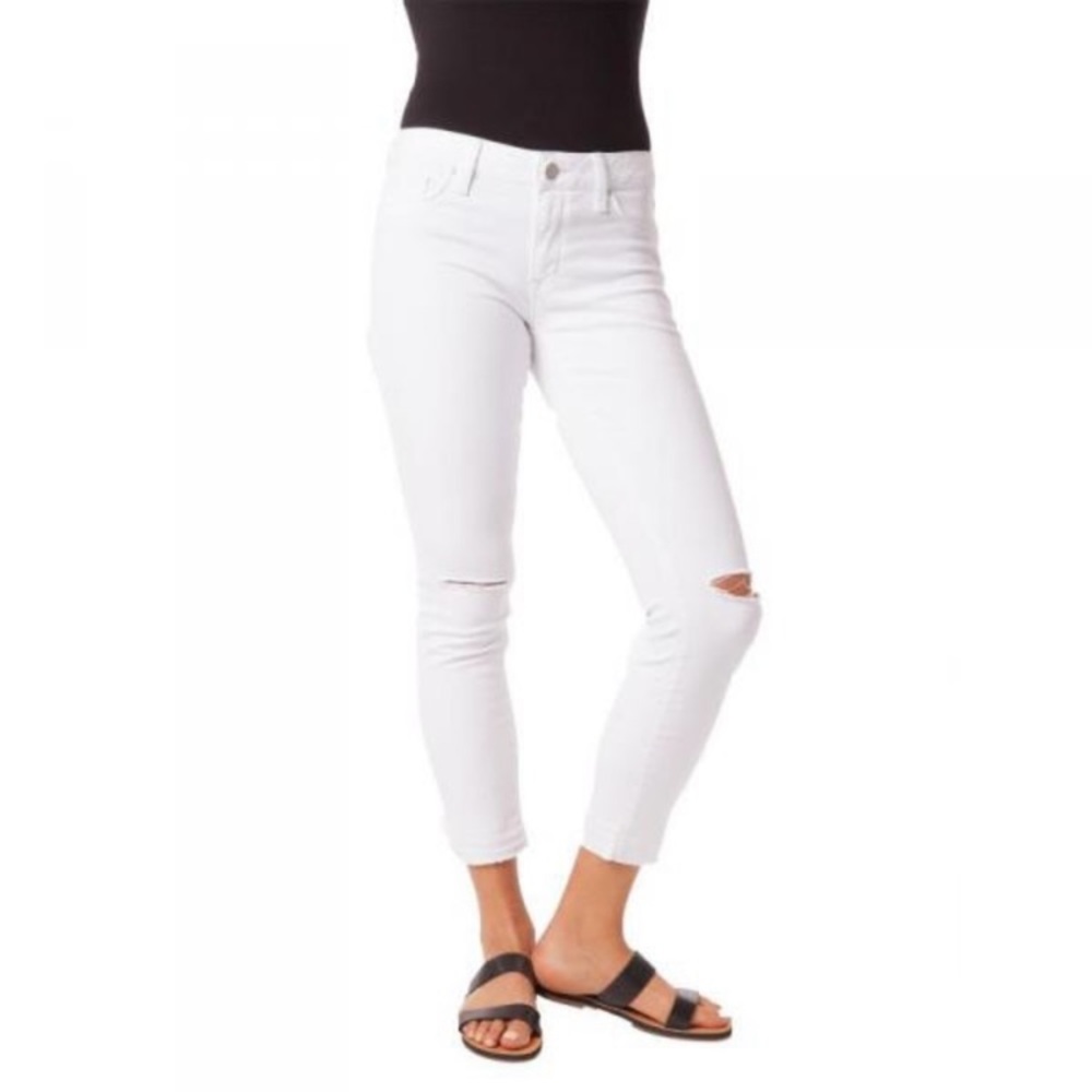 White Mavi Adriana Super Skinny Ankle Distressed Jeans Size 26    ga gg